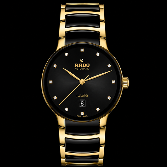 Centrix 12 Diamonds Black Golden Rado