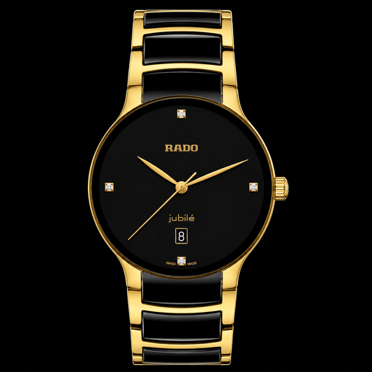 Centrix 4 Diamonds Black Golden Rado