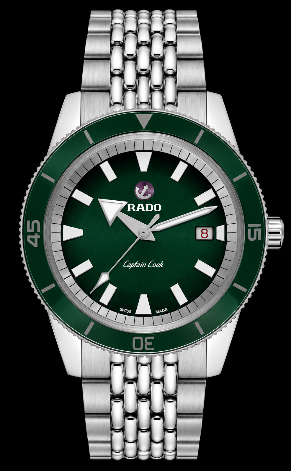 Captain Cook black-to-green gradient dial