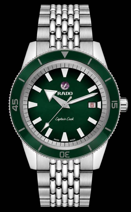 Captain Cook black-to-green gradient dial