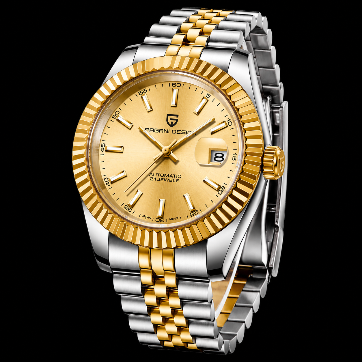 Pagani Design PD-1645 | Datejust Gold Two tone Index Dial