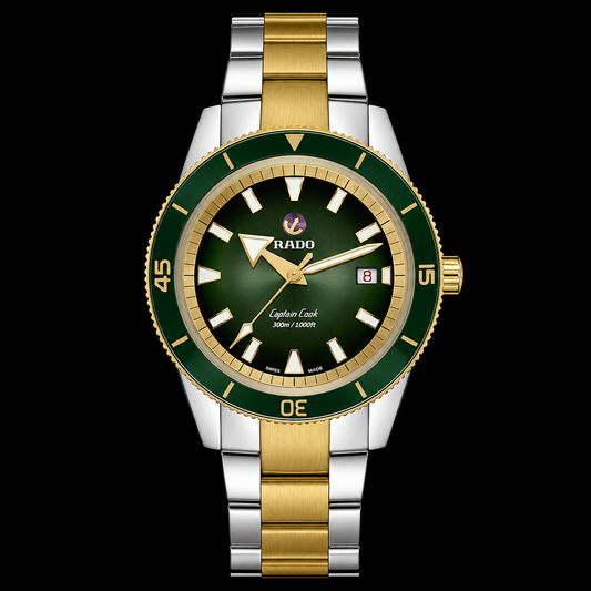 Captain Cook Automatic stainless-steel bracelet with yellow-gold